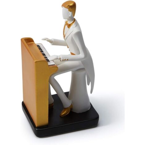 Figurine de musicien, sculpture, statue musicale, décoration, résine, piano (1/5)