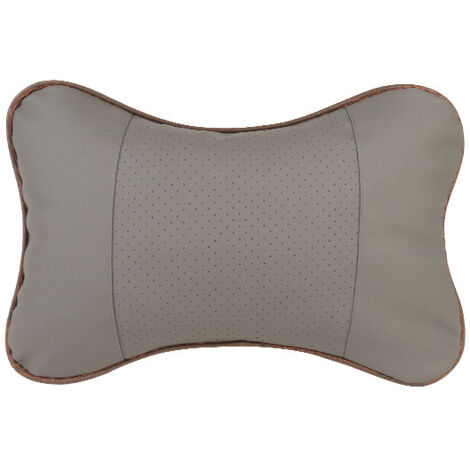 (Gris) Lot de 2 coussins cervicaux pour voiture, en cuir PU confortable, offrant un soutien doux (1/4)