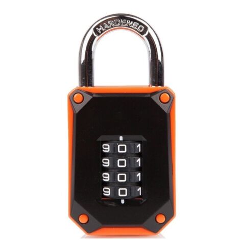 Cadenas pour casier – Orange – Cadenas à combinaison robuste à 4 chiffres dans un boîtier rigide (1/5)
