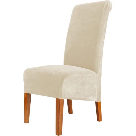 Housse de chaise en velours élastique et élargi, universelle en velours renard argenté (1/4)