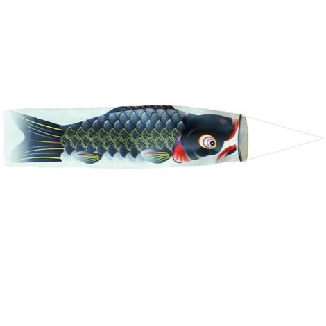 Manche à air en forme de poisson noir, manche à air en forme de carpe, drapeau de poisson, banderole de poisson D (1/5)