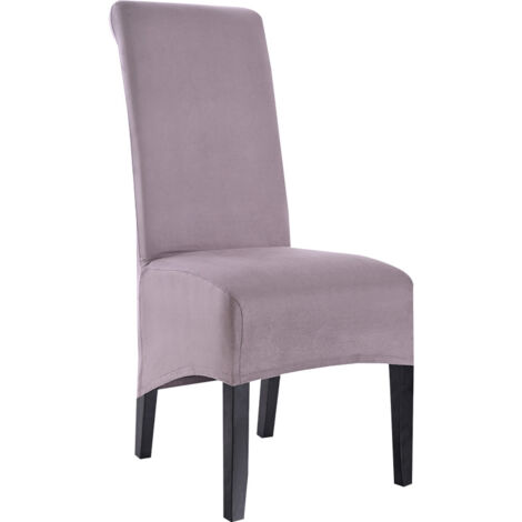 Housse de chaise extensible rose-brun (1 pièce) pour grandes chaises de salle à manger (1/3)