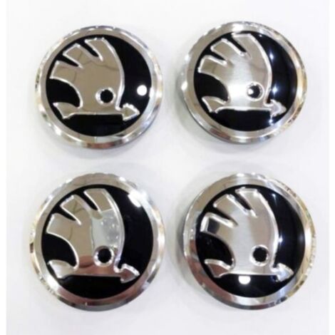 Jeu de 4 enjoliveurs noirs pour Skoda 56 mm pour Fabia, Octavia, Super