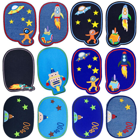 Lot de 12 étiquettes brodées série Cosmos Planet-Broder (1/5)