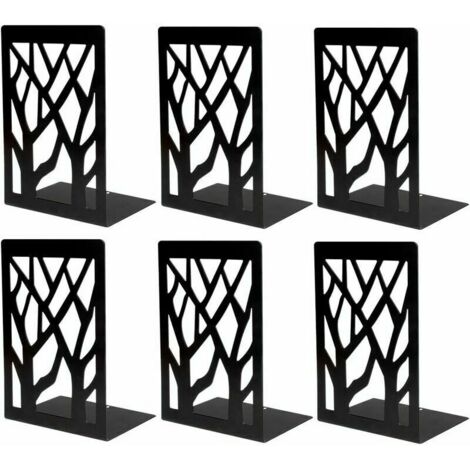 Serre-livres en métal noir (3 paires) pour livres lourds, supports d'étagères (1/5)