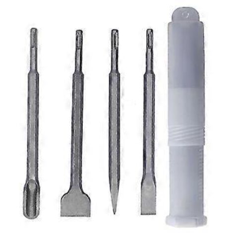 Kit de 4 outils pour le retrait de carrelage et le rainurage du béton, comprenant un foret, un burin et un marteau en acier 40Cr de 250 mm, compatible avec les perceuses SDS P QLB. (1/5)