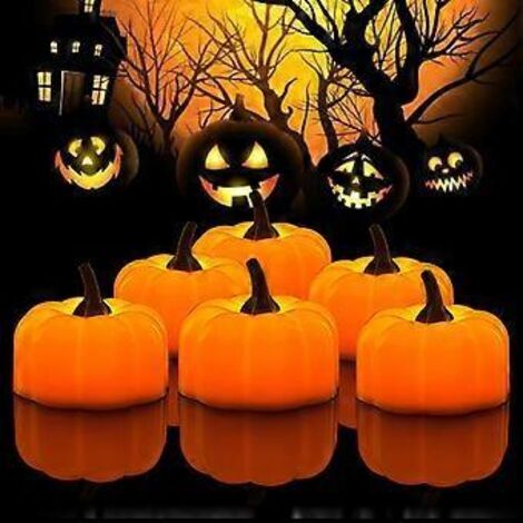 Lot de 12 citrouilles lumineuses LED SZTXJ, à piles, orange, pour Halloween. (1/2)