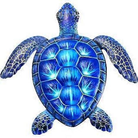 Tortue en métal, décoration murale extérieure (bleue) (1/5)