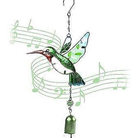 Carillon éolien d'extérieur en forme de colibri, décoration de jardin, carillon éolien en métal et verre, attrape-soleil pour fenêtres et balcons (1/5)