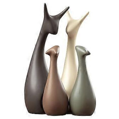 Ornement animal en porcelaine, décoration cerf, artisanat en céramique, art, ameublement créatif, ornements, cadeau, tapis de sol familial pour quatre personnes, maison cerf. (1/5)