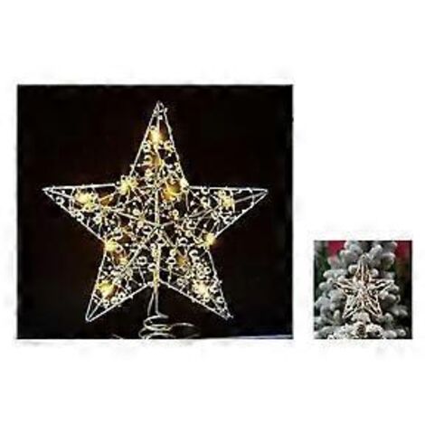 Sapin de Noël illuminé, décoration intérieure, guirlande lumineuse multicolore, cinq étoiles, accessoires de décoration, veilleuse 20 cm argentée (1/4)