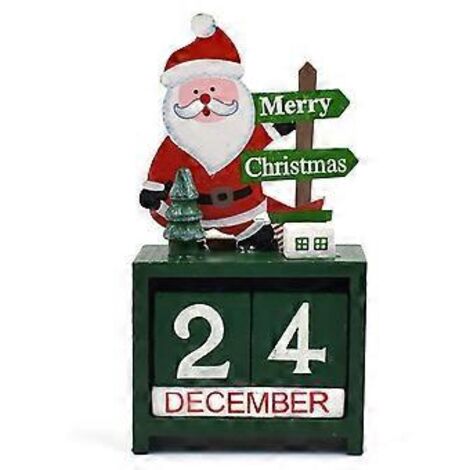 Calendrier de l'Avent en bois avec compte à rebours de Noël 24 x 6,9 cm (Père Noël) (1/4)