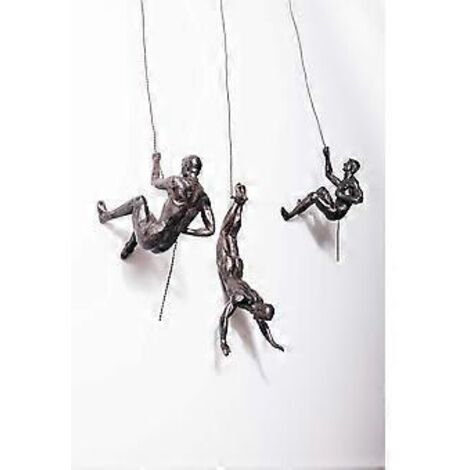 Lot de 3 figurines décoratives en bronze représentant trois grimpeurs pratiquant la descente en rappel. (1/5)