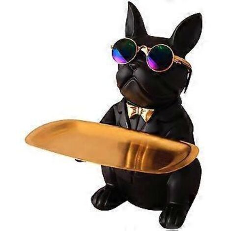 Figurine de bouledogue cool et optimiste en résine, boîte de rangement idéale pour clés, objets ménagers, etc. (1/5)