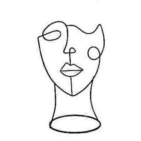 Figurine décorative moderne : visage minimaliste Statue décorative noire au design minimaliste, une décoration abstraite pour tout appartement (visage complet) (1/4)