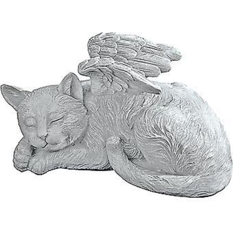 Pierre tombale commémorative pour chat, ange, de Design Toscano, en polyrésine et pierre antique. (1/4)