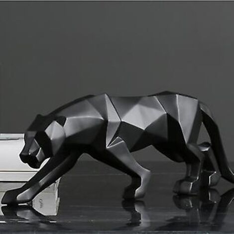 Sculpture ornementale, sculpture géométrique en résine, statue de léopard, décoration animalière, cadeau artisanal pour la maison ou le bureau (1/3)