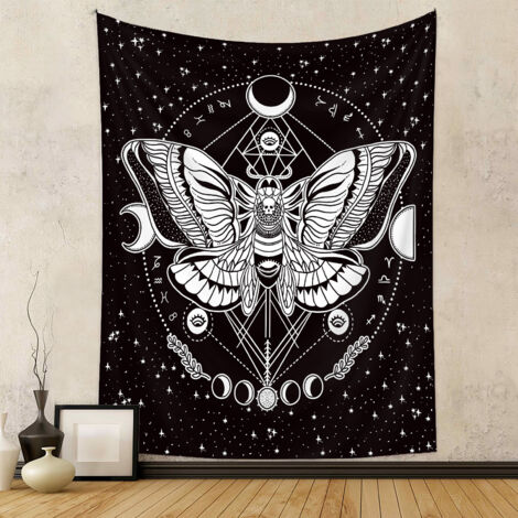 Tissu de fond pour tapisserie, tissu décoratif, tapisserie bohème, tapisserie papillon 100 x 150 cm (1/2)