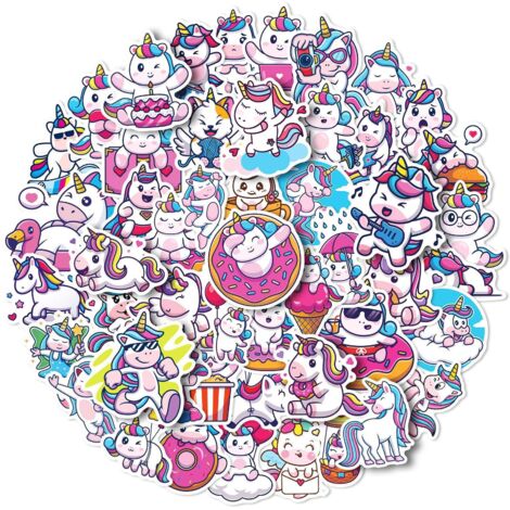 100 adorables autocollants licorne à faire soi-même pour les enfants, autocollants imperméables pour cahiers, réfrigérateurs et valises, cadeaux de Noël (1/5)