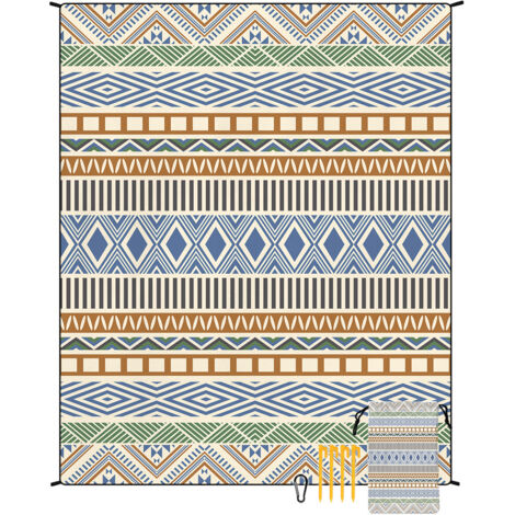 Tapis de plage en microfibre style bohème, séchage rapide, déperlant et résistant à l'humidité, idéal pour les pique-niques et le camping. Tapis de plage 44 (1/4)