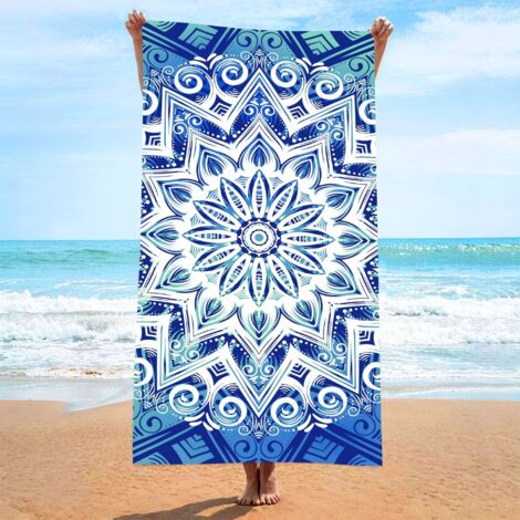 Serviette de plage, serviette de plage en fibres ultra-fines et absorbantes, serviette imprimée, tapis de plage (1/4)
