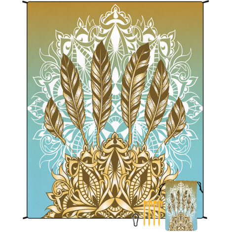 Tapis de plage en microfibre style bohème, séchage rapide, déperlant et résistant à l'humidité, idéal pour les pique-niques et le camping. Tapis de plage 38 (1/4)