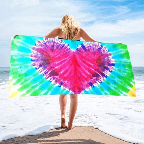 Serviette de plage, serviette de plage en fibres ultra-fines et absorbantes, serviette imprimée, tapis de plage (1/4)