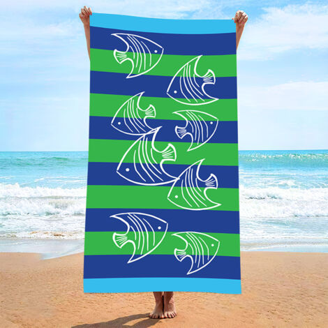 Serviette de plage, serviette de plage en fibres ultra-fines et absorbantes, serviette imprimée, tapis de plage (1/4)