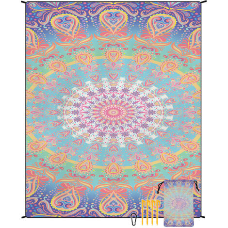 Tapis de plage en microfibre style bohème, séchage rapide, déperlant et résistant à l'humidité, idéal pour les pique-niques et le camping. Tapis de plage 5 (1/4)