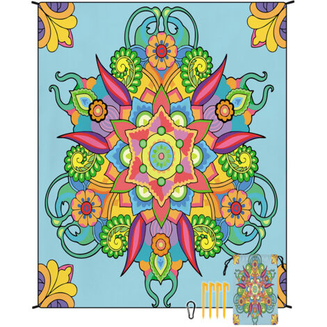 Tapis de plage en microfibre style bohème, séchage rapide, déperlant et résistant à l'humidité, idéal pour les pique-niques et le camping. Tapis de plage 37 (1/4)