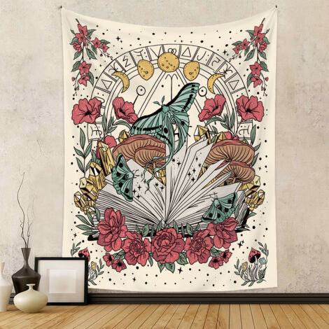 Tissu de fond pour tapisserie, tissu décoratif, tapisserie bohème, tapisserie papillon 100 x 150 cm (1/2)