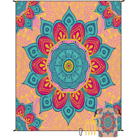 Tapis de plage en microfibre style bohème, séchage rapide, déperlant et résistant à l'humidité, idéal pour les pique-niques et le camping. Tapis de plage 36 (1/4)