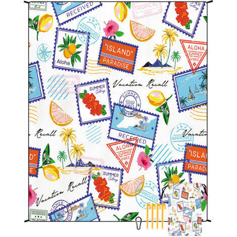 Tapis de plage en microfibre style bohème, séchage rapide, déperlant et résistant à l'humidité, idéal pour les pique-niques et le camping. Tapis de plage 49 (1/4)