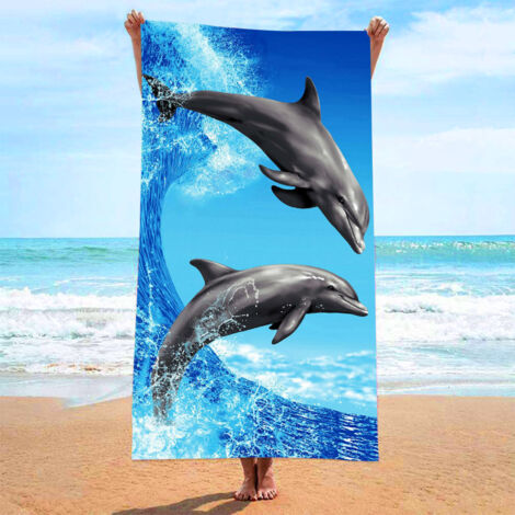 Serviette de plage, serviette de plage en fibres ultra-fines et absorbantes, serviette imprimée, tapis de plage (1/4)