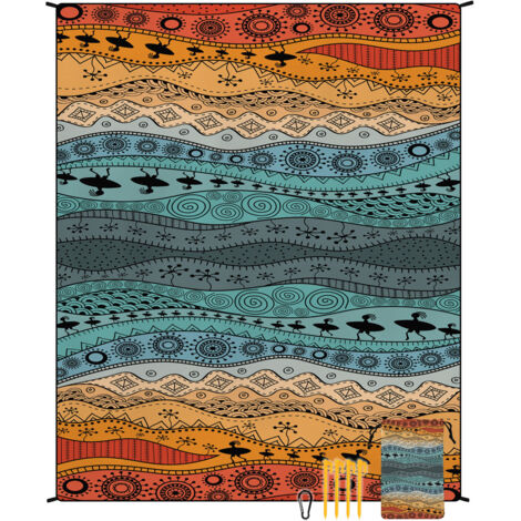 Tapis de plage en microfibre style bohème, séchage rapide, résistant à l'eau et à l'humidité, idéal pour les pique-niques et le camping. Tapis de plage 12 (1/4)