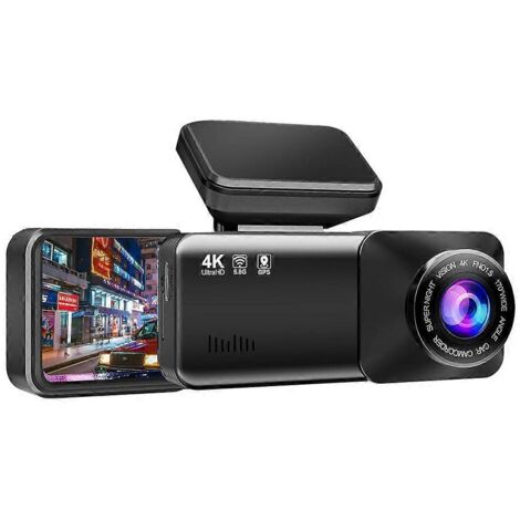 Caméra embarquée Osmo 4K pour voiture, avec caméras avant et arrière, GPS, surveillance de stationnement, grand angle de 170°, vision nocturne et mode parking.