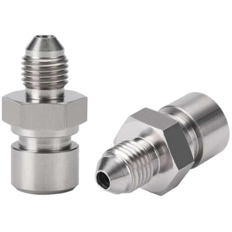 Adaptateur de conduite de frein 4AN mâle vers 3/8-24 3/16" femelle à évasement inversé, en acier inoxydable (2 pièces) (1/3)
