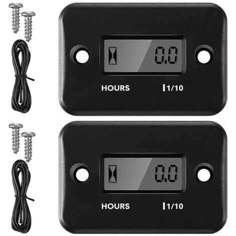Lot de 2 compteurs horaires inductifs pour moteurs à essence, tondeuses à gazon, motos tout-terrain, motos de cross, motoneiges et bateaux (noir) (1/5)