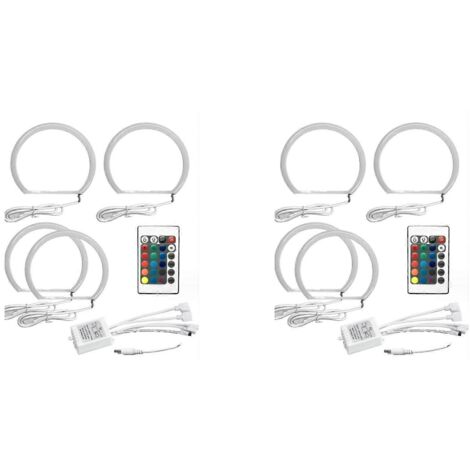Lot de 2 feux de jour LED multicolores RGB de 131 mm, type « angel eyes », en forme de demi-cercle, pour phares de BMW Série 3 E36 (1990-2000) et E46. (1/4)