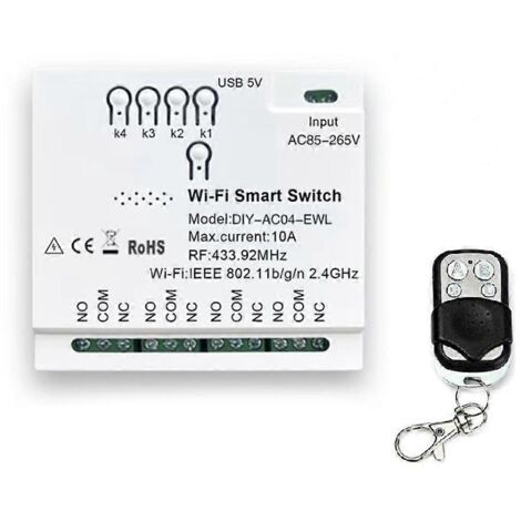 Module domotique EWeLink WiFi Smart Switch RF433 85-265V WiFi Smartlife pour porte de garage et rideaux (1/3)