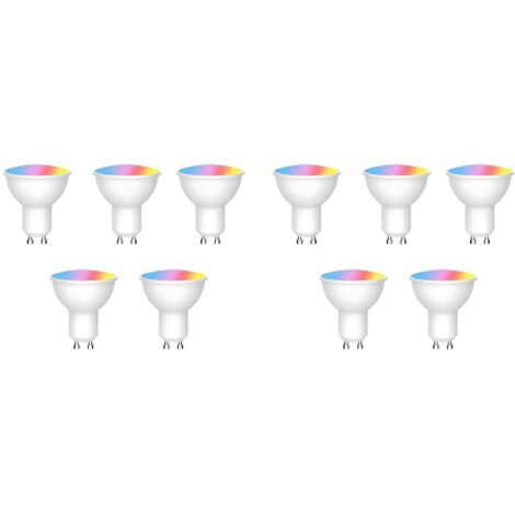 Lot de 10 ampoules LED intelligentes Tuya WiFi GU10, dimmables, 6 W, 220 V, compatibles avec l'application Smart Life et Alexa/Google.