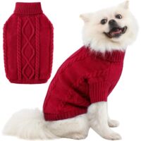 Pull pour chien, pull col roulé pour petit chien, vêtements pour animaux, pull tricoté, pull à torsades