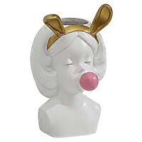 Vase en résine, vase mignon oreilles de lapin, vase fille à chewing-gum, vase visage, pot de fleurs, petit vase, vase décoratif, vase à fleurs, organisateur de pinceaux de maquillage, porte-stylos pou