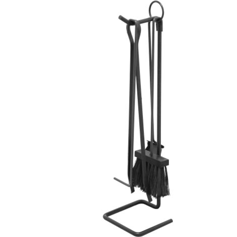 Idroweb – Serviteur de cheminée en acier peint – Lot de 4 outils avec support hauteur 57 cm – Modèle 652