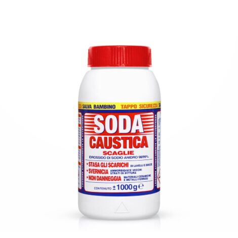 Soda caustica en flocons 1 kg – Nettoyant puissant pour dégraissage et sverniciatura – Utilisation industrielle et domestique – Marten