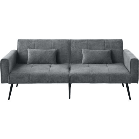 Canapé convertible 172cm transformable en lit, canapé-lit compact pour petit espace salon ou studio, canapé droit design moderne, tissu, gris (1/5)