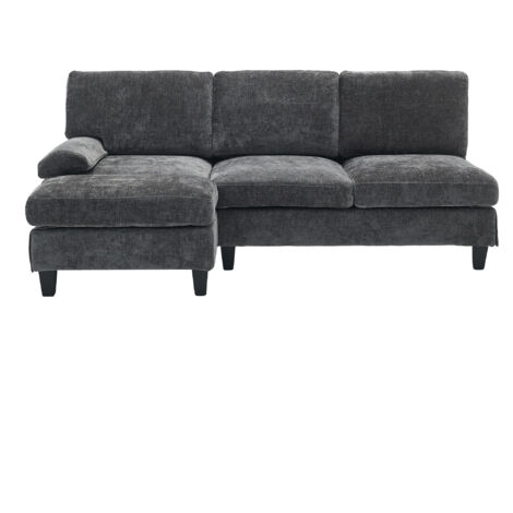 Canapé d’angle 3 places 194x118x81 cm convertible, canapé-lit en l pour salon ou chambre, rembourré confortable, tissu, gris (1/5)