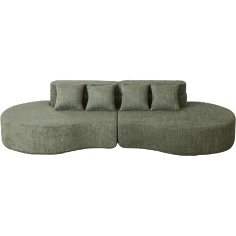 Canapé modulable 2 pièces sans structure 310x110x65cm, canapé nuage mousse mémoire haute densité lavable, design minimaliste pour salon, vert (1/5)
