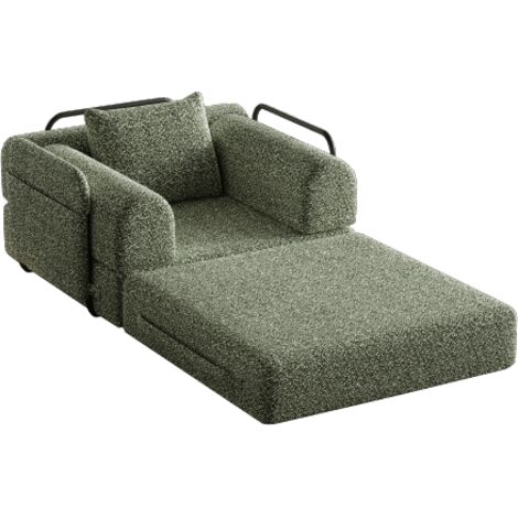 Canapé convertible 2 en 1 avec rangement accoudoir,canapé nuage structure métal multi-configurations,assise confortable pour salon,tissu chenille,vert (1/5)