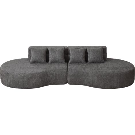 Canapé modulable 2 pièces sans structure 310x110x65cm, canapé nuage mousse mémoire haute densité lavable, design minimaliste pour salon, gris (1/5)